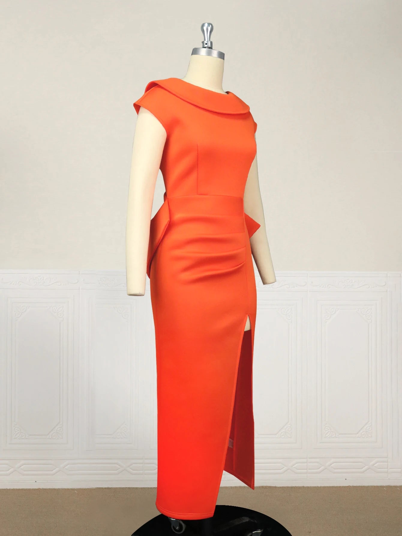 Maxy Women Wedding Guest Orange Dress Sexy Backless Big Bow Long Split Sheath Elegant African Gowns Celebrate Robes dress