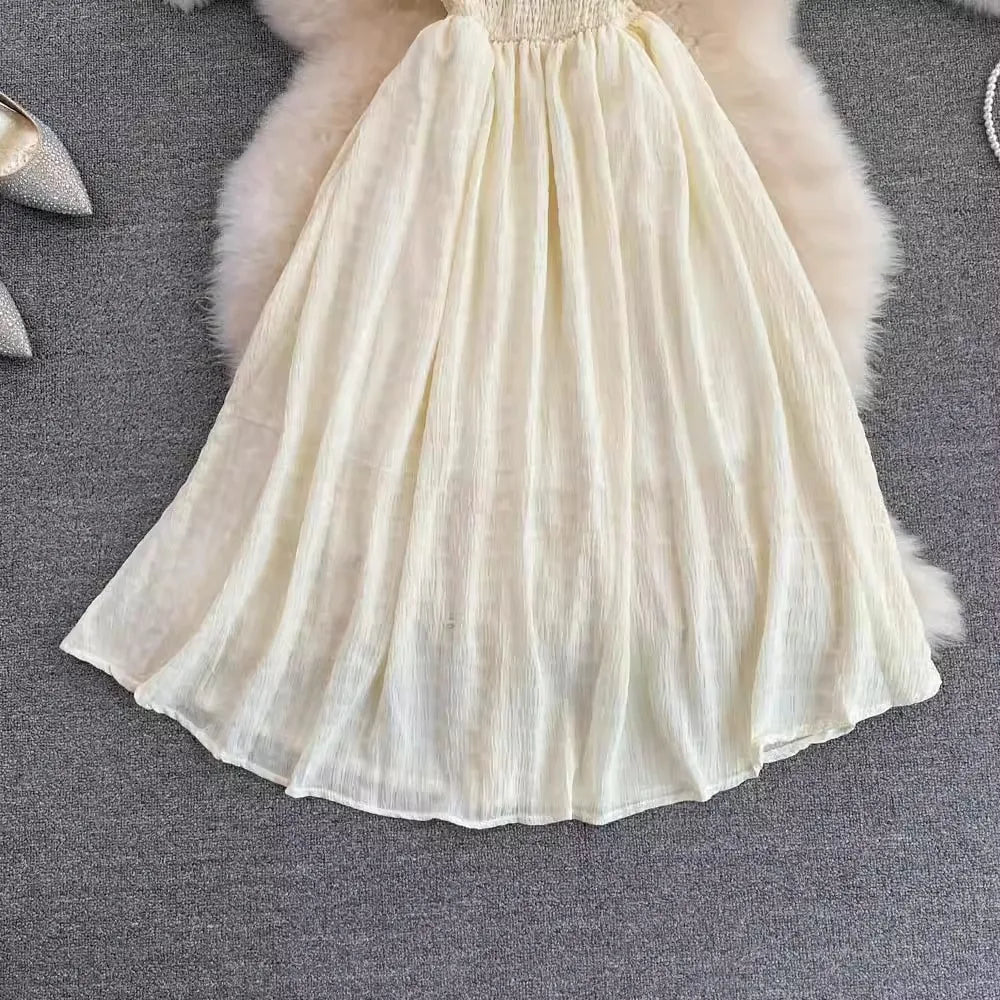 Maxy Fashion Ruffled Off Shoulders Party Dress Women Summer Short Sleeve Vacation Chiffon Dress Beach Vestidos