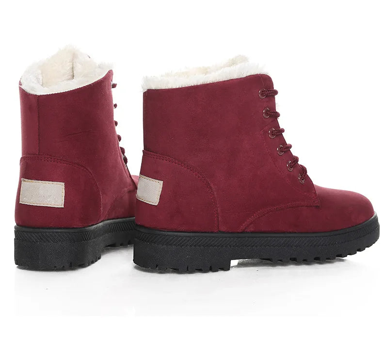 Maxy Women's Boots Winter Boots with Fur Low Heels Snow Boots Ankle Bota Feminina Platform Booties For Women Winter Shoes Heeled