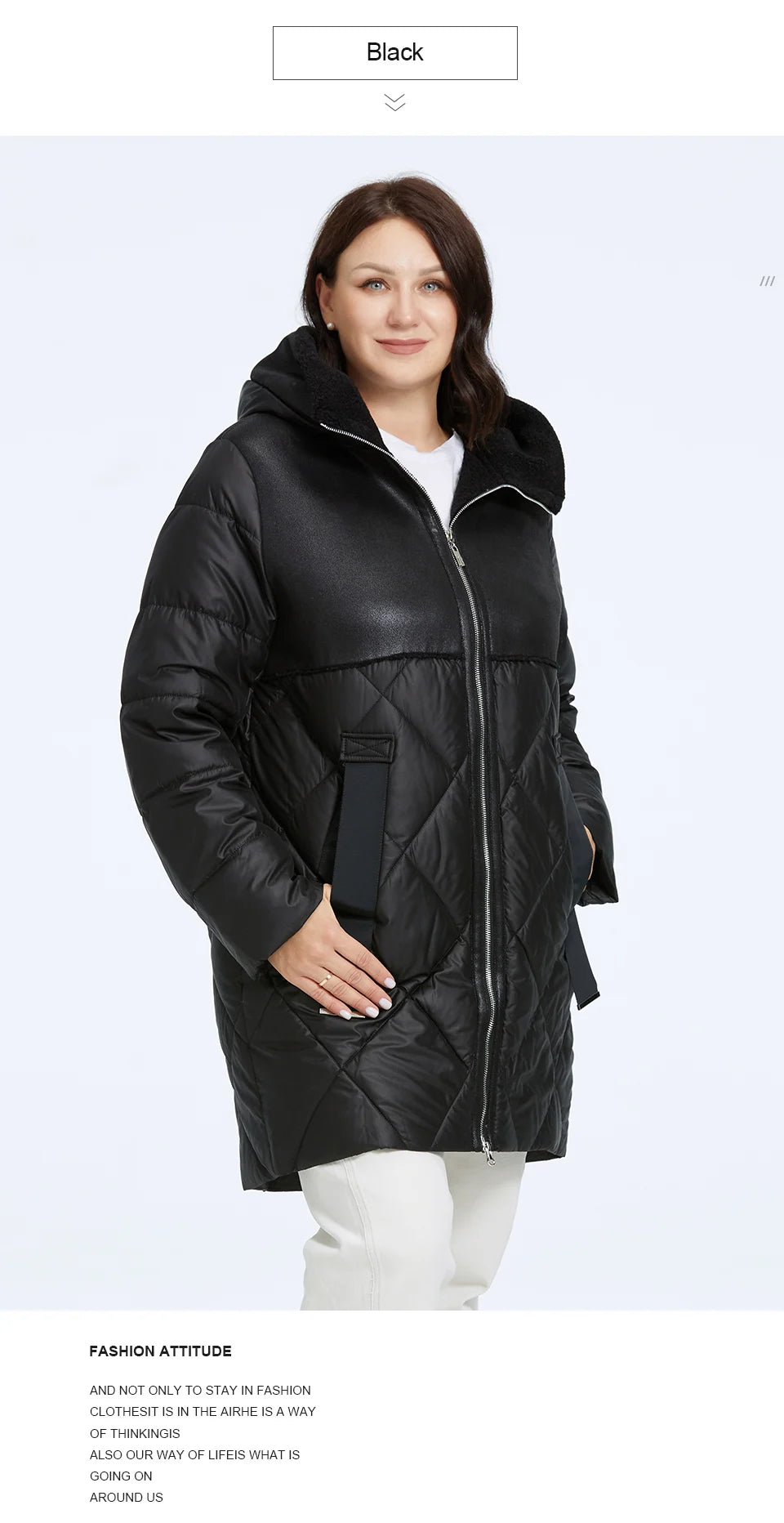 Gacy Women's Winter Jacket 2023 Plus Size Women Parka Long Bio Down Jackets Stitching Design Thick Fleece Hooded Quilted Coat