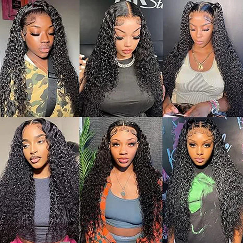 Maxy Hair Wear Go Glueless Wig Pre Bleached Knots Water Wave Wigs Human Hair Transparent Lace Closure Wig PrePlucked Curly Hair