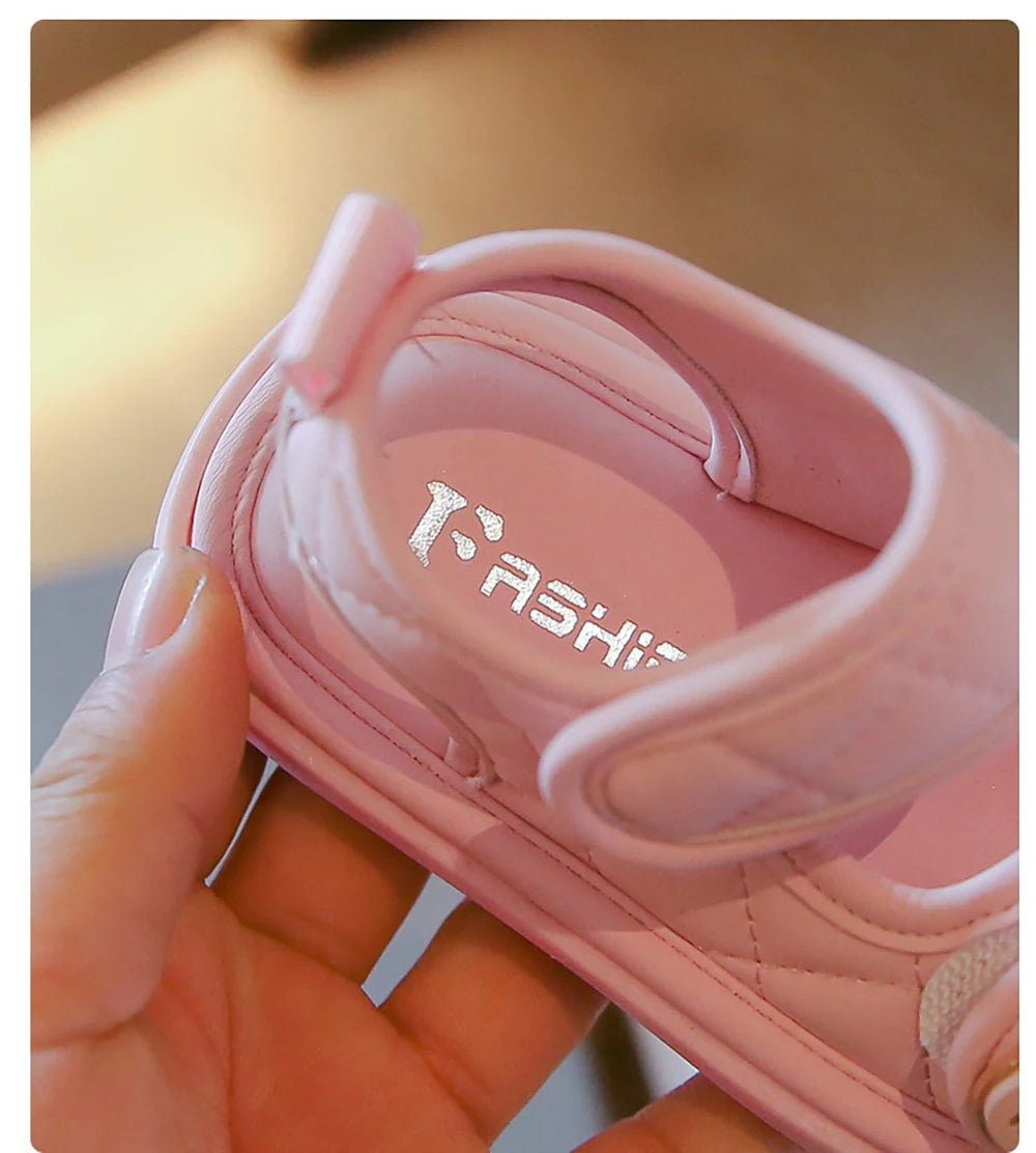 Maxy Summer Sandals For Girls PU Leather Waterproof Beach Sheos For Children Soft-soled Anti-slippery Girl's Sandals Summer Footwear