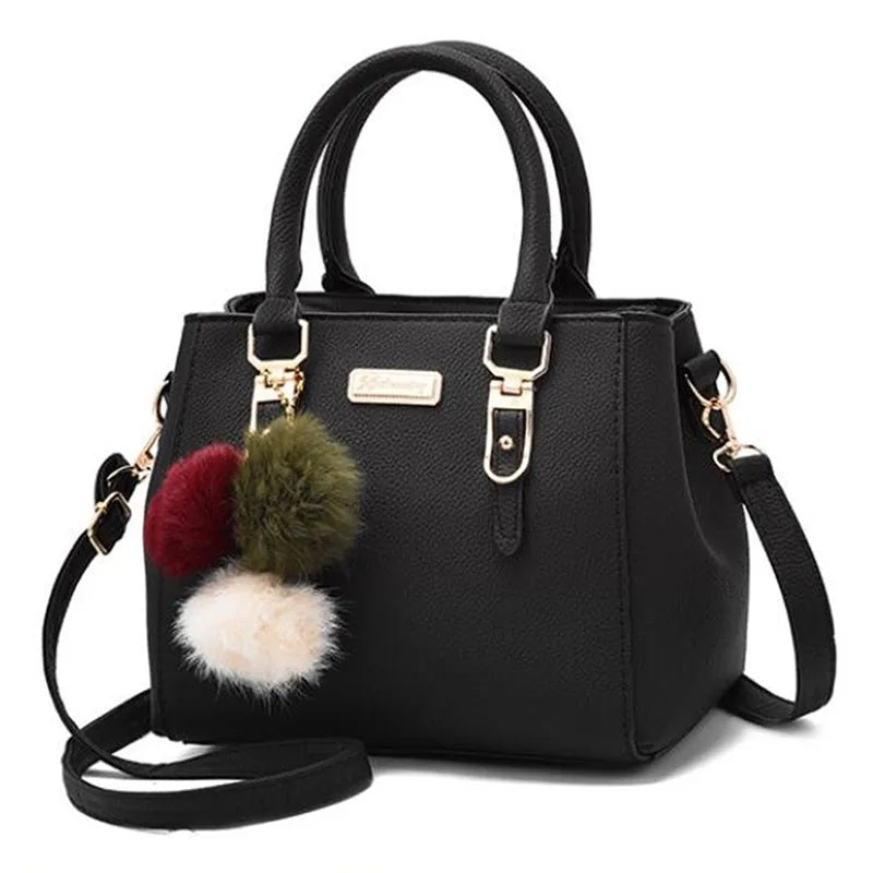 Maxy PU Leather Ladies Handbags Women Vintage Purse Plush Tassel Messenger Bags Tote Boston Shoulder Crossbody Bag