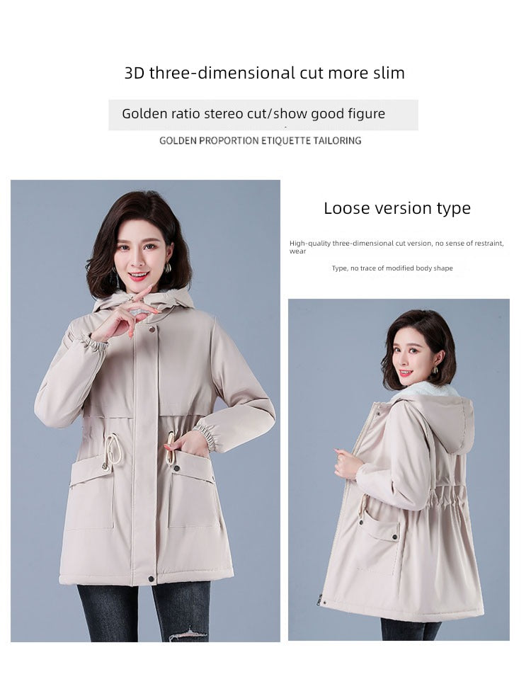 Maxy Length Long Length Autumn and Winter Casual Thickening Cotton Coat Trench Coat