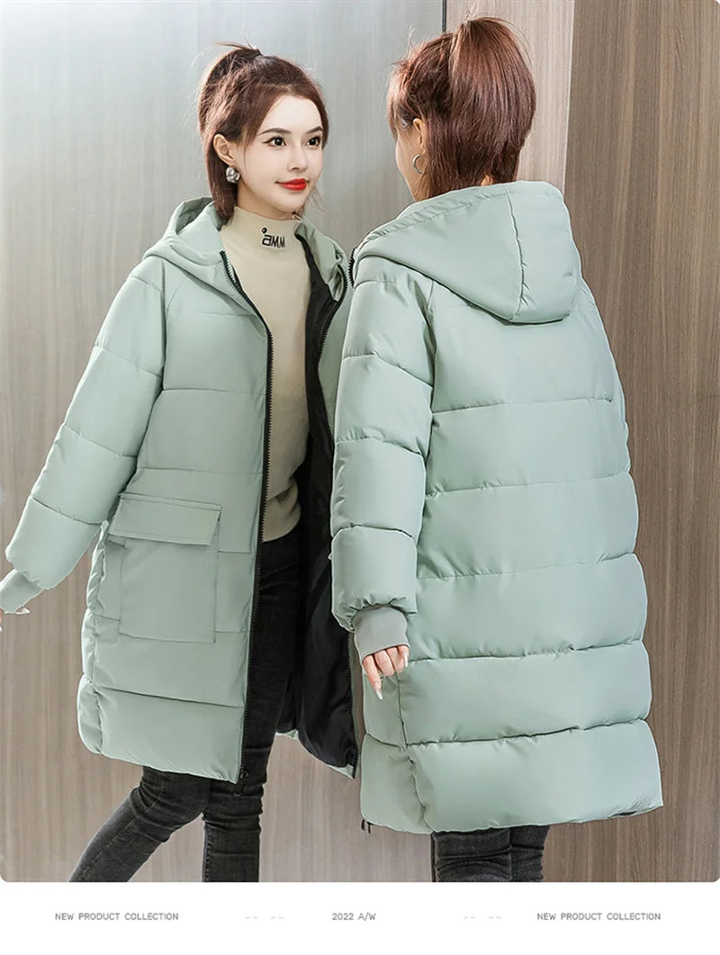 Super Large Size Winter Long Coat Women's Cotton-padded Jacket Oversize Loose Parkas Hooded Thicken Overcoat Plus Size XL-8XL