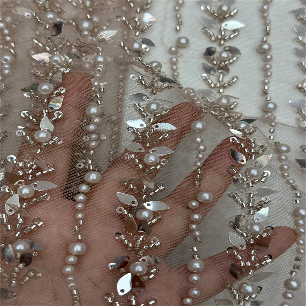 Maxy New African Nigerian French High Quality 2024 Hot Sale Lace Fabric with Beads Sequins Bride Party Wedding Embroiderg Dress