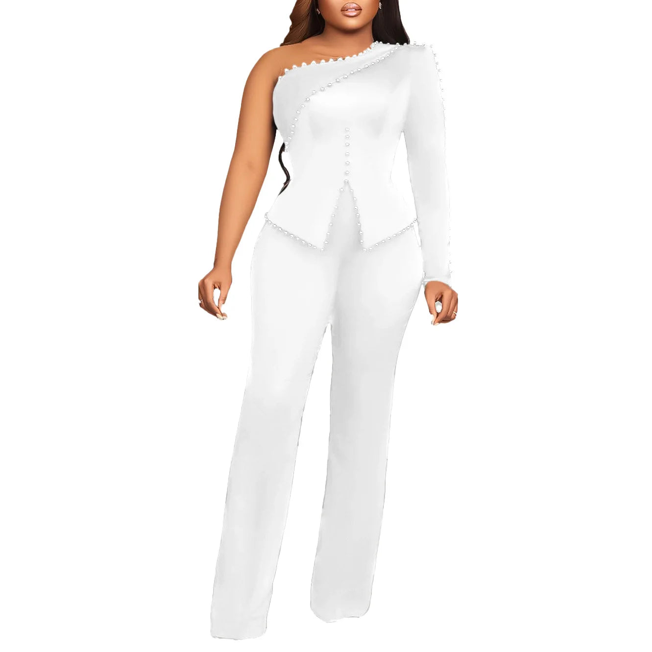 Macy Wear For Women 2 Piece Sets Beaded Top And Straight Pants Suit Two-piece Party Lady Matching Sets Africa Clothes Outfits