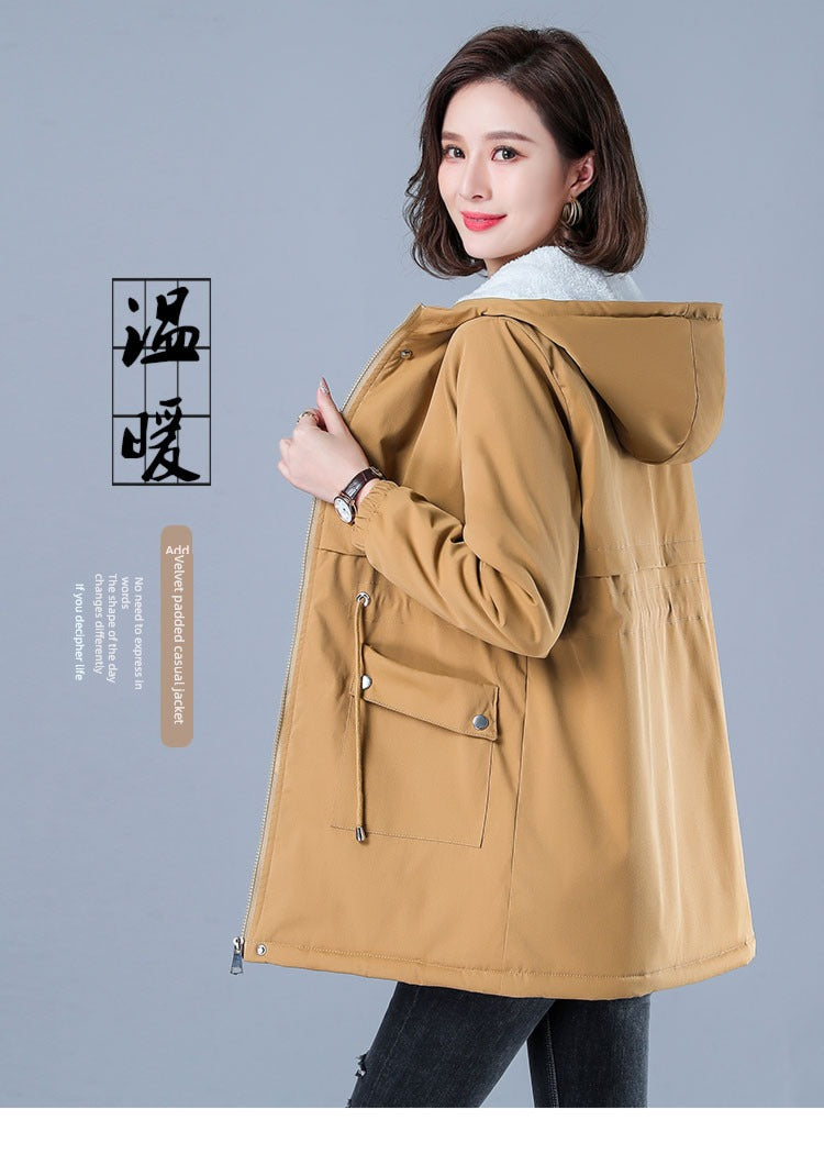 Maxy Length Long Length Autumn and Winter Casual Thickening Cotton Coat Trench Coat