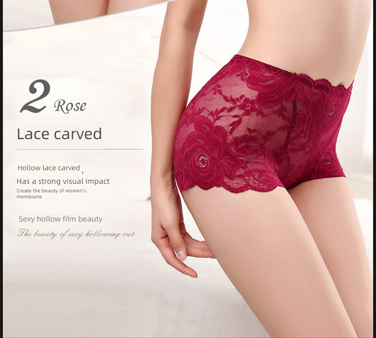 Mercygrace 4-Pack Cotton Crotch Women's Underwear See-through Belly Contracting Lace