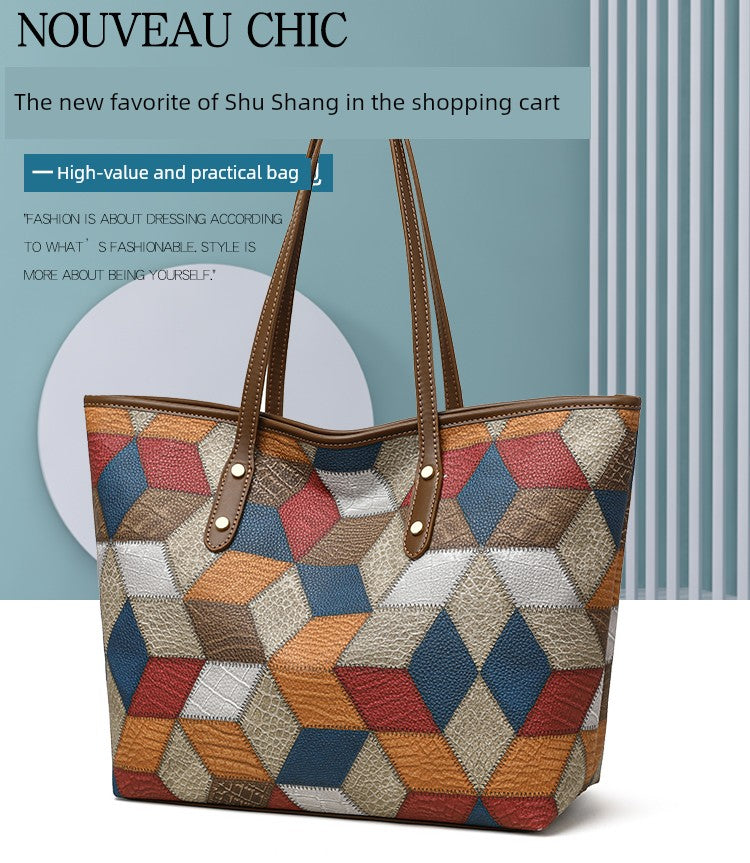 Maxy Texture Soft Leather Big Bag Female Spring/Summer New Arrival Large Capacity Shoulder Bag Fancy Tote Versatile Handbag