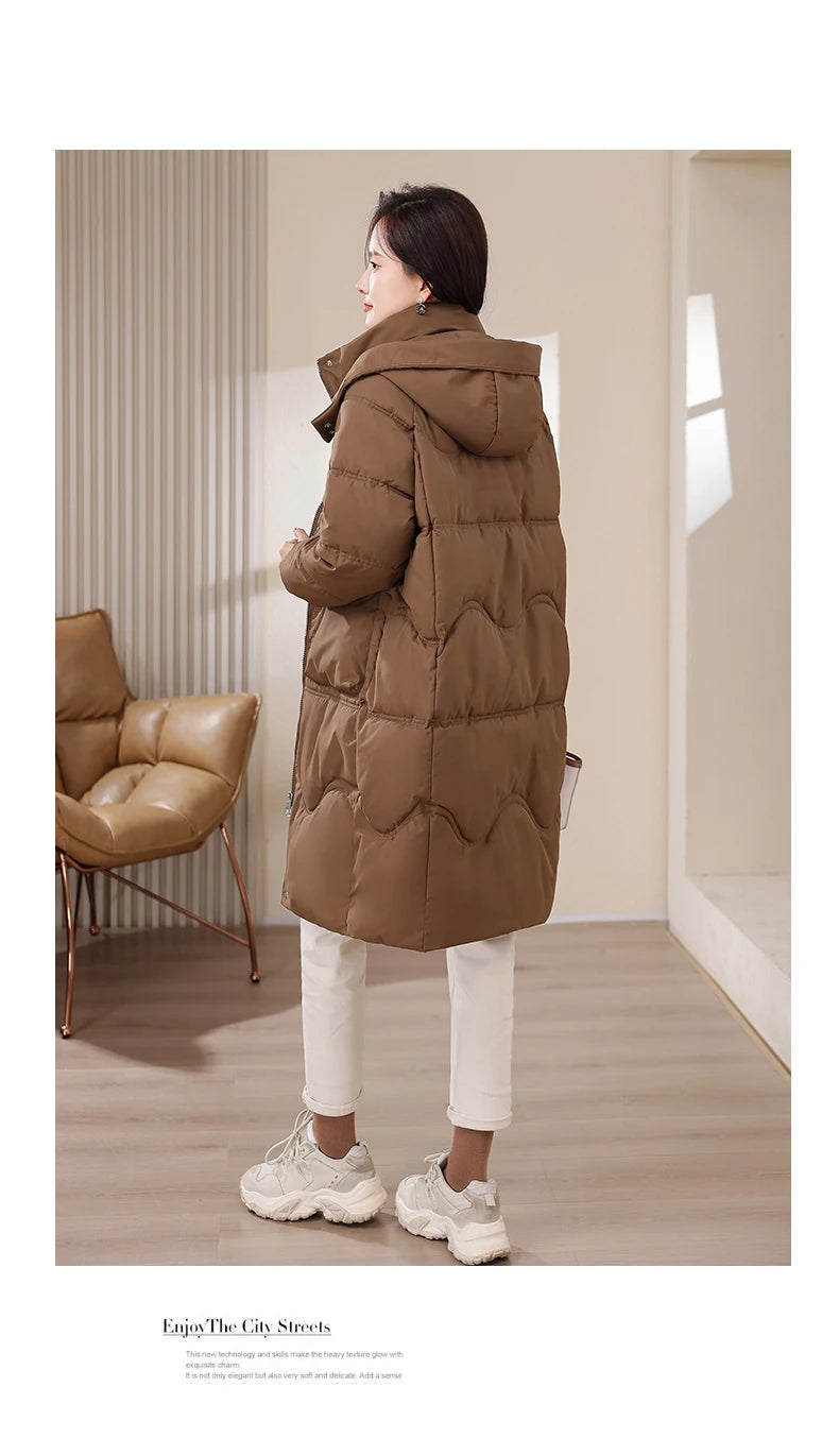 Maxy XL-8XL Oversized Outerwear Women Winter Long Parkas Hooded Casual Loose Thick Warm Lady Jackets Plus Size Women Clothing