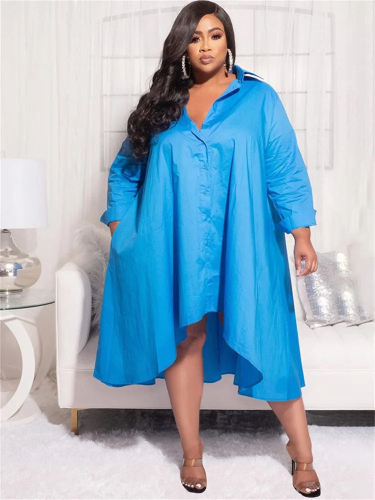 Maxy Plus Size Shirt Dresses Women Clothing Casual Loose dress