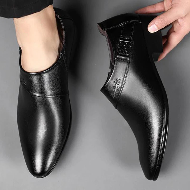 Visco Leather Shoes for Men Luxury Formal Dress Male Plus Size Party Wedding Office Work Slip Business Casual Oxfords Loafers Former