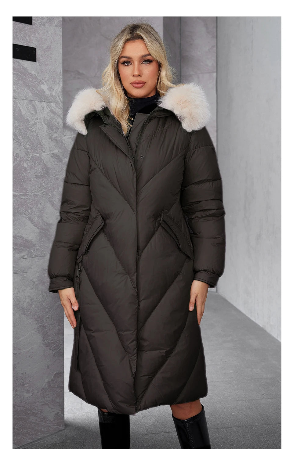 Macy Women's Winter Plus Size Long Parka Coat Warm Women's Jacket Slash Pocket Fashion Hooded Women's Jacket