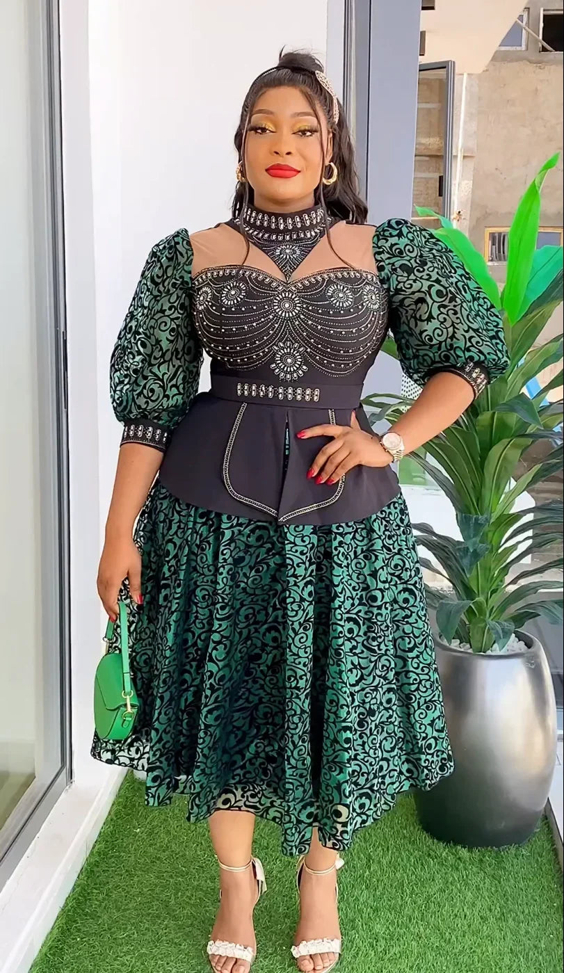 Maxy Plus Size African Wedding Party Dresses for Women 2024 New Dashiki Ankara Evening Gown Turkey Outfit Robe Africa Clothes