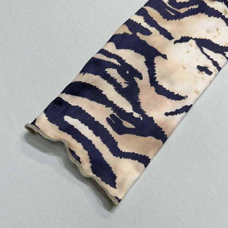 Amay Tiger Printed Two Piece Set for Women, Sexy Long Sleeve Tops, Maxi Skirts, Matching Sets, Slim Outfits, Party Wear, Summer