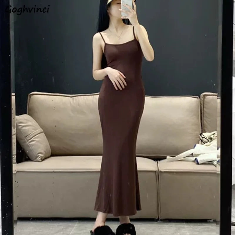 Maxy Sleeveless Dresses Women Hot sweet Hip-covering Sexy Girls All-match Solid Korean Fashion Backless Ins Vestidos Harajuku