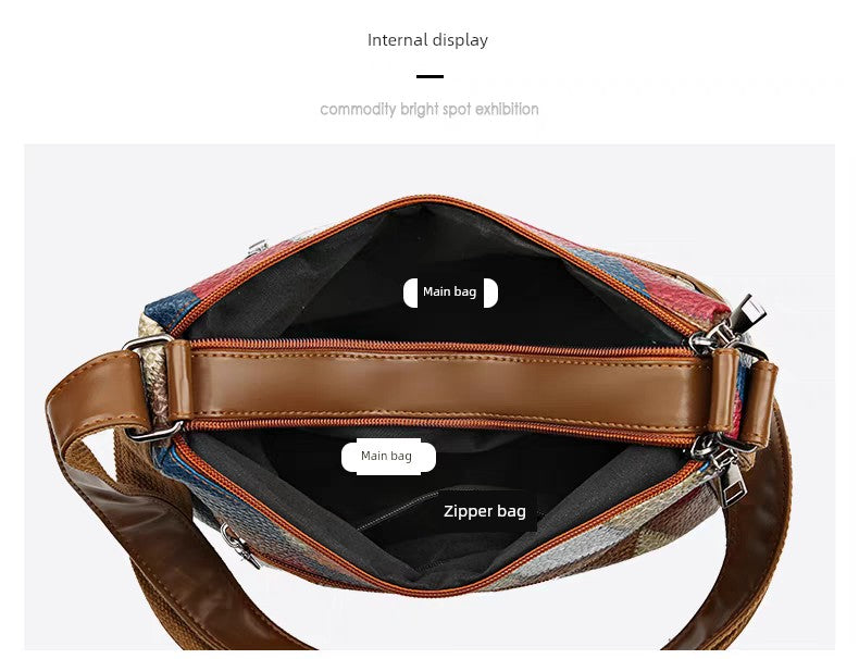 Maxy Multi-Layer Large Capacity Neutral Casual Shoulder Leather Women Bag