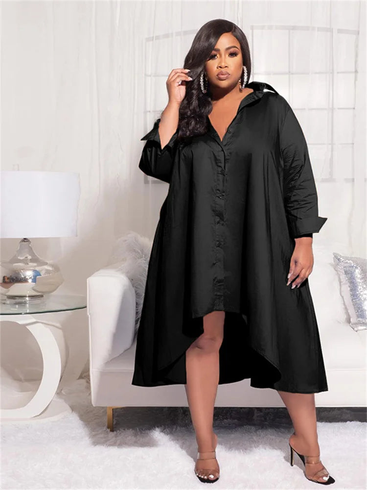 Maxy Plus Size Shirt Dresses Women Clothing Casual Loose dress