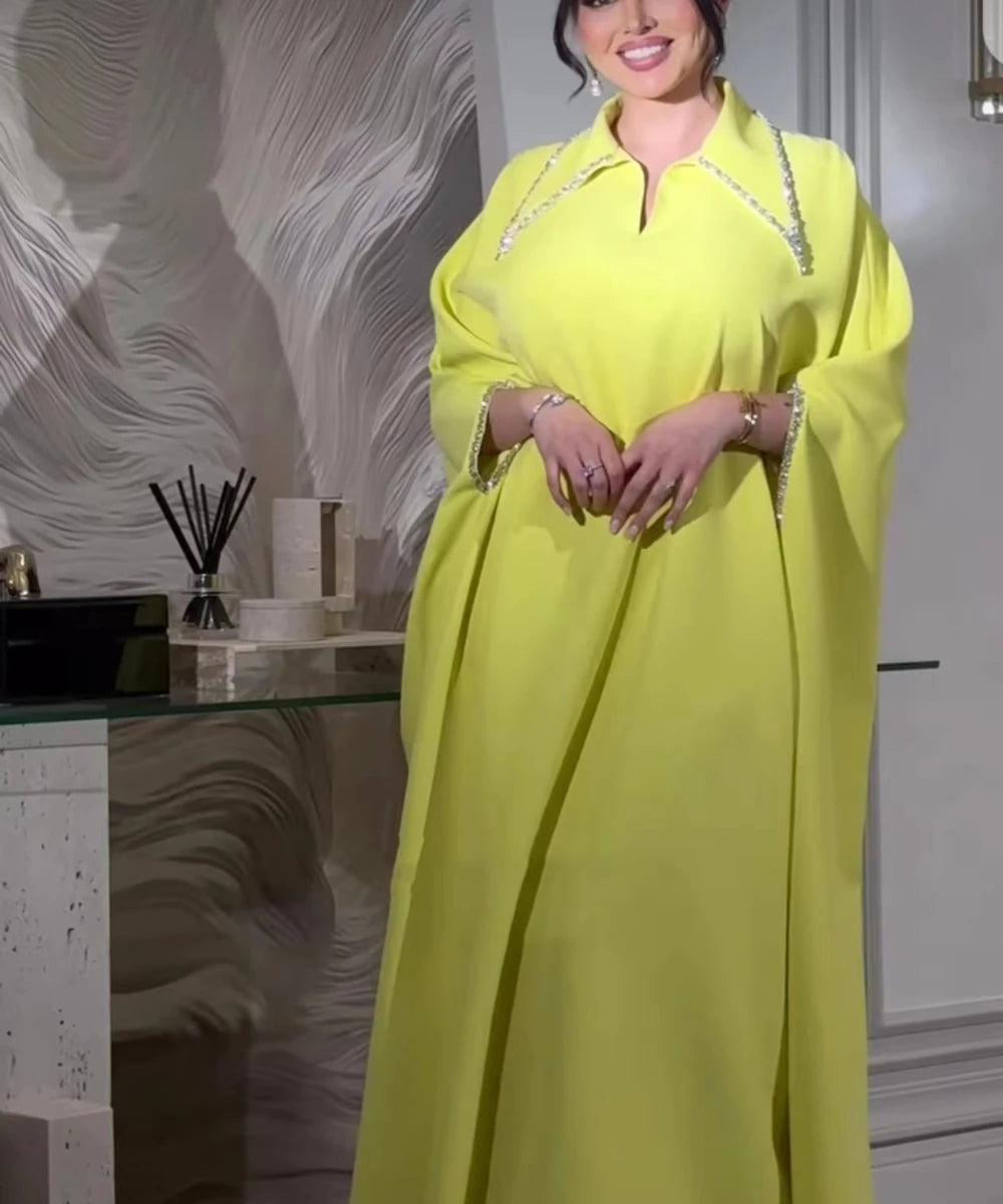 Macy Summer Elegant Muslim Women Long Sleeve V-neck Plus Size Long Macy Dress Abaya Dress Kaftan Gowns