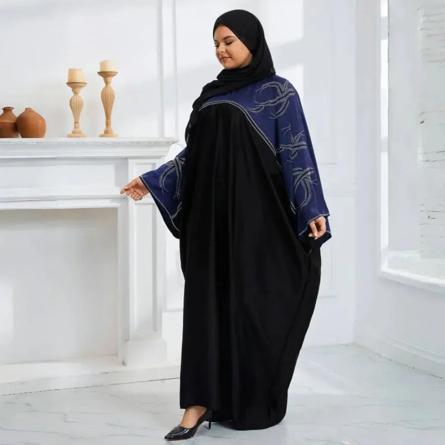 Maxy Loose Patchwork Diamonds Rhinestone Robes Abaya With scarf Stylish African Long Dress Dubai Turkey Luxury Elegant Muslim Kaftan