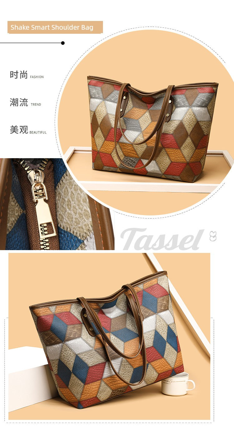Maxy Texture Soft Leather Big Bag Female Spring/Summer New Arrival Large Capacity Shoulder Bag Fancy Tote Versatile Handbag