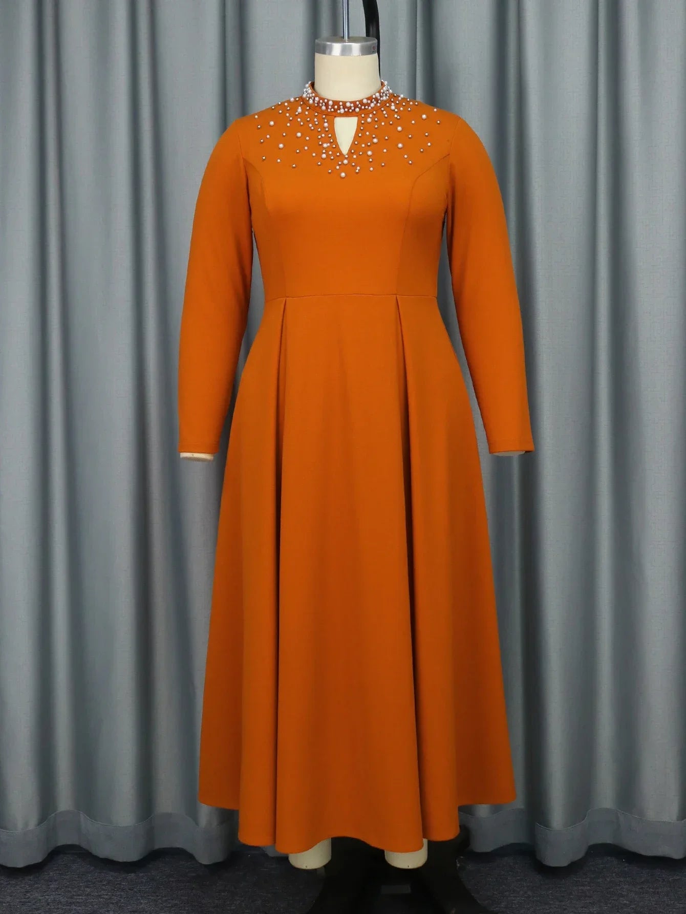Babs Elegant Church Dresses for Women Long Sleeves A Line with Beading Party Occasion Female Gowns Autumn Winter Event New