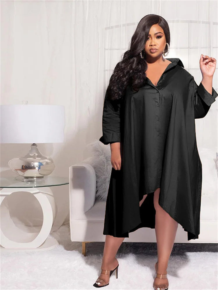 Maxy Plus Size Shirt Dresses Women Clothing Casual Loose dress