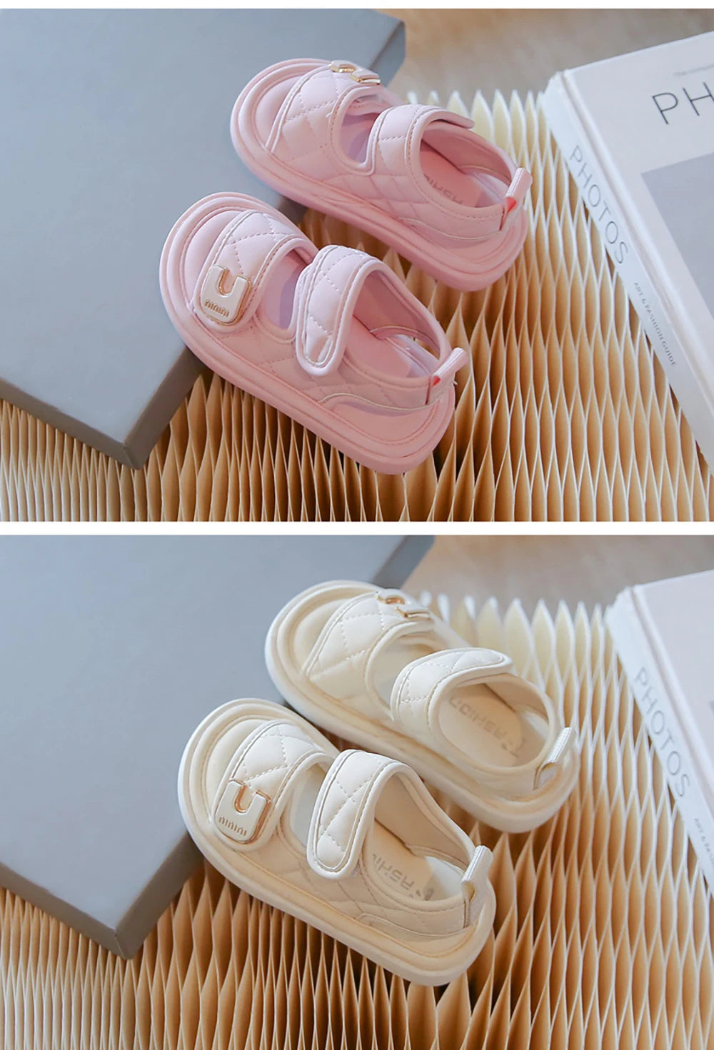 Maxy Summer Sandals For Girls PU Leather Waterproof Beach Sheos For Children Soft-soled Anti-slippery Girl's Sandals Summer Footwear