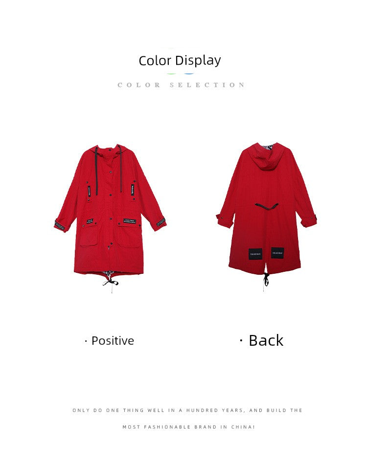 Tuo Gu Flagship Store Trendy 2024 Spring Clothing New Arrival Fancy Long Trench Coat Women's Hooded Work Clothes Overcoat Women