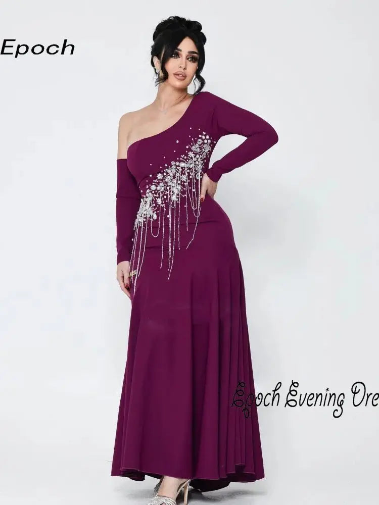 Macy Off the Shoulder Shiny Tassel Half Sleeve A-Line Cocktail Evening Gown for Sexy Women 2024