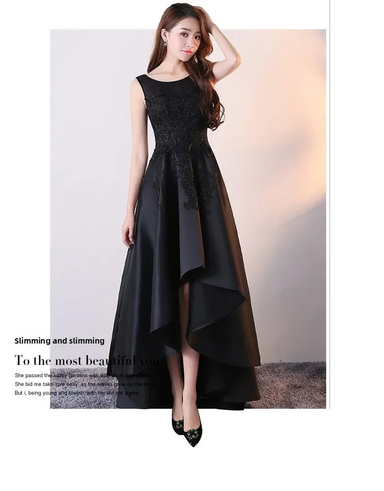 Maxy Evening Dress for Women New Style Simple, Elegant and Elegant Black Long Style Banquet Elegant Host Socialite Dress