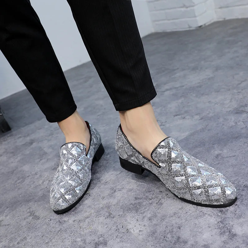 Visco Fashion Glitter Loafers Men New Arrival 2024 Coiffeur Wedding Dress Formal Shoes Men Elegant Party Shoes Men Classic