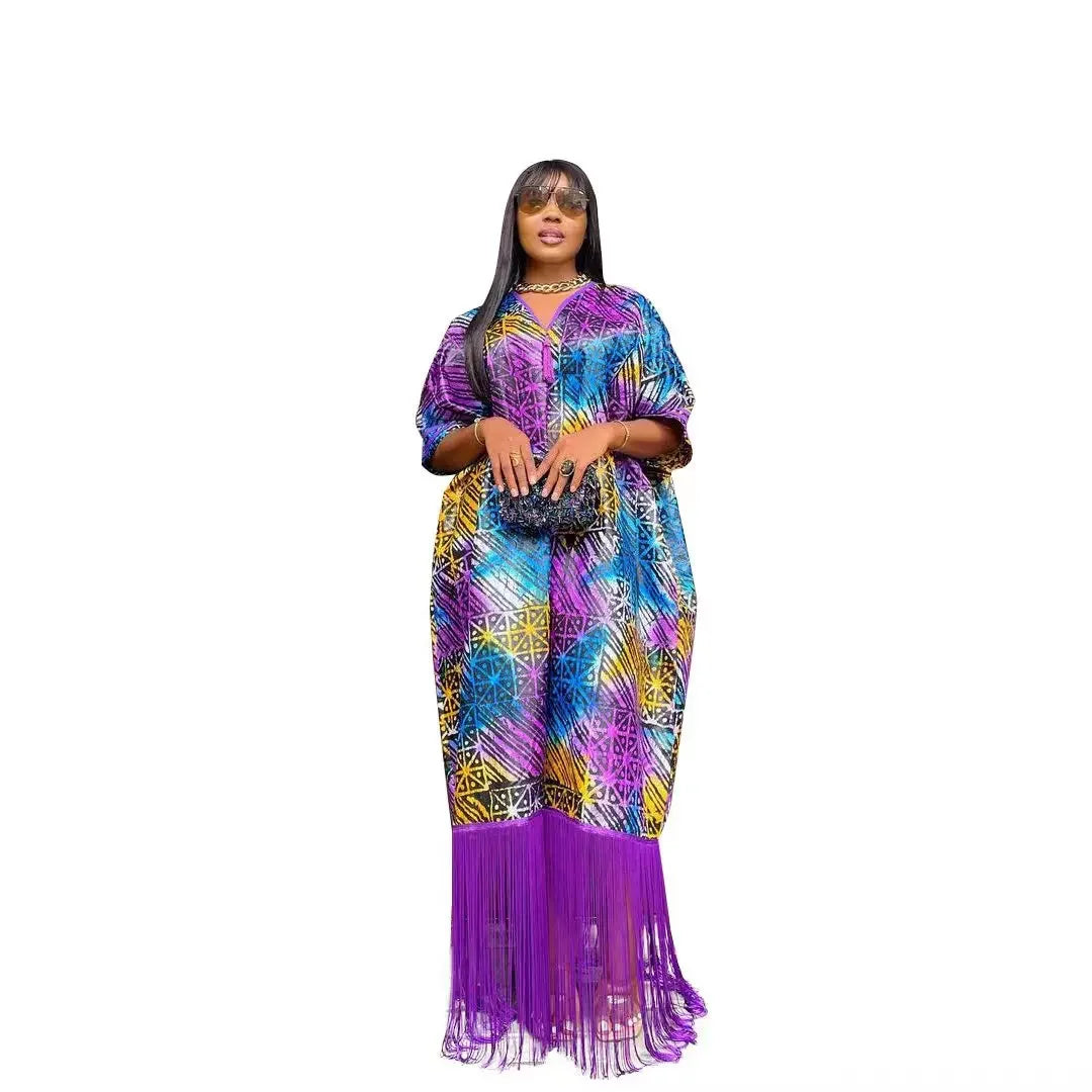 Maxy 2024 African Dresses for Women Tassels African Fashion Boubou Dashiki Ankara Outfits Evening Gown