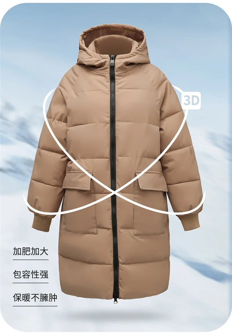 Super Large Size Winter Long Coat Women's Cotton-padded Jacket Oversize Loose Parkas Hooded Thicken Overcoat Plus Size XL-8XL