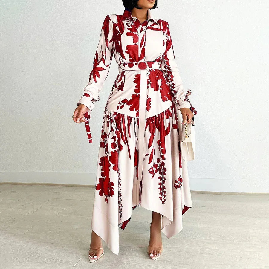 Babs Elegant Polyester African Party Evening Dresses for Women Summer 2024 African Long Sleeve Print Long Macy Dress Gowns Outfits