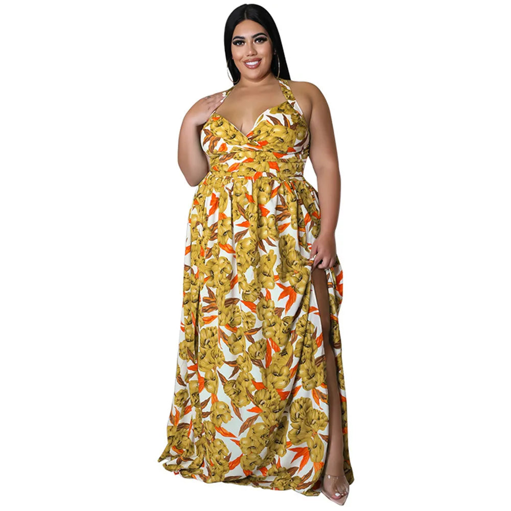 Maxy Plus Size Dresses for Women Clothing Summer Holiday Bandage Open Back Elegant Beach New Dress