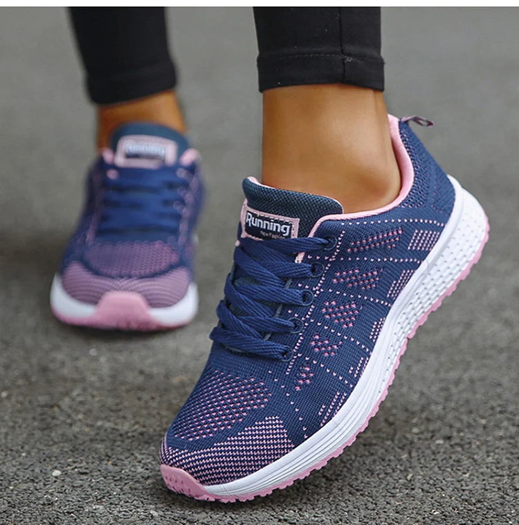 Macy New Fashion Sneakers For Women Walking Soft Sneakers Women Mesh Fabric Lace Up Female Footwear Shoes For Women