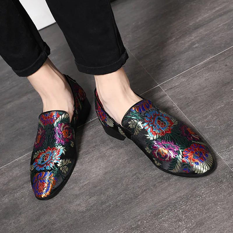 Visco Men's Casual Shoes Men's Comfortable Driving Loafers Light Moccasins Men Retro Embroidery Party Wedding Flats EUR Sizes 38-48