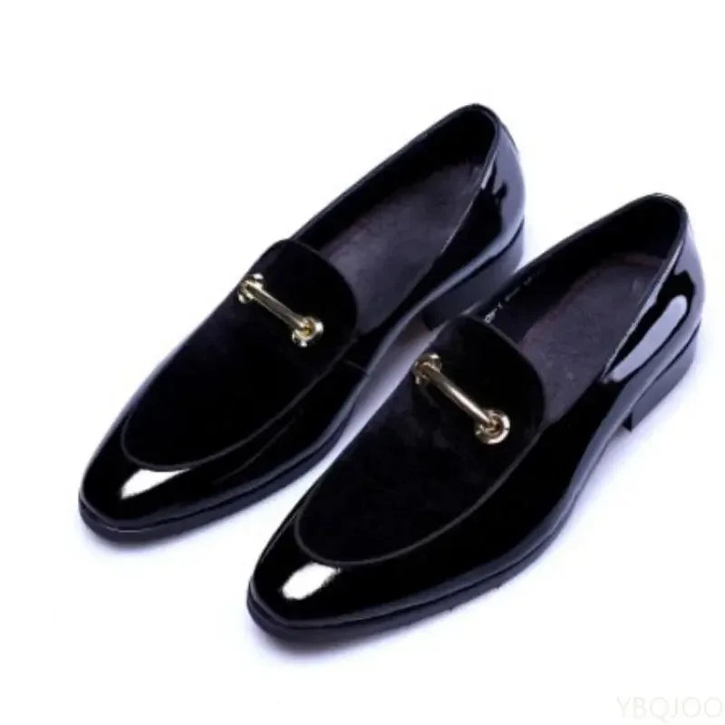 Visco men Office Wedding Flats Male Black Leather Shoes Men Luxury Business Oxford Breathable Patent Leather Formal Shoes