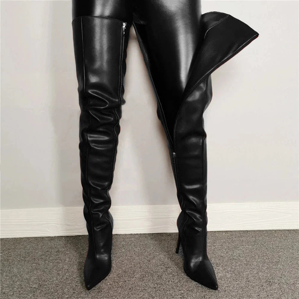 Babs Size 46 Sexy High Heels Women Shoes Colorful Women's Over The Knee Boots Winter Thigh High Boots With Side Zip