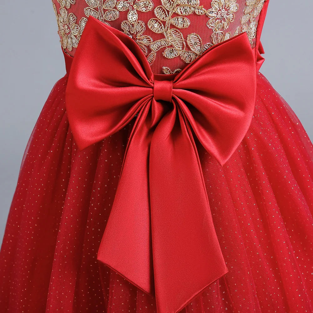 Maxy Girls' Wedding Dress Pompadour Princess Children's Christmas Evening Dresses