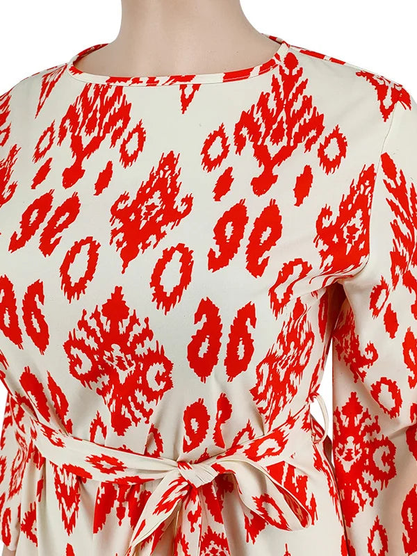 Maxy Plus Size loose Dresses for Women Long Sleeve Printed big harm Africa midi Dress New Style Fall Wholesale