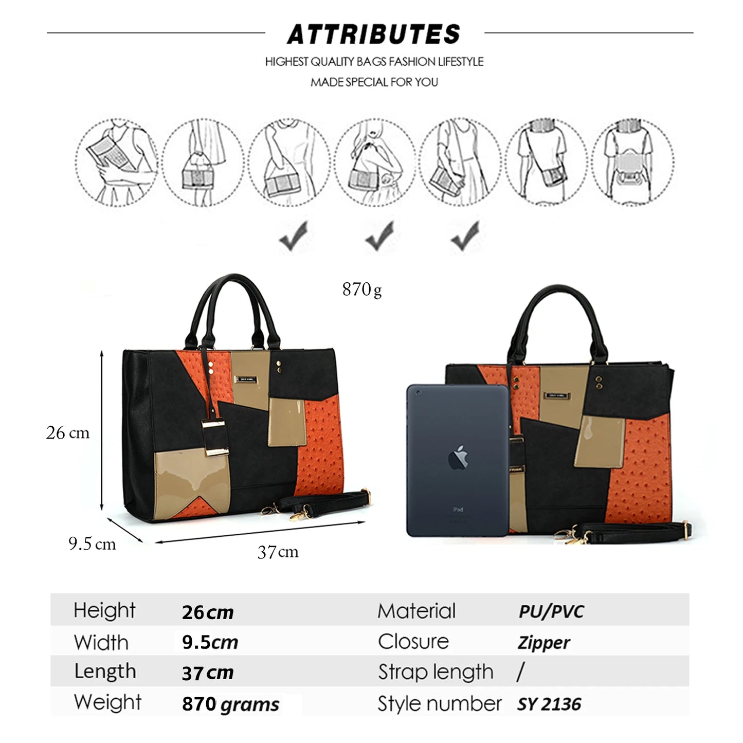 Maxy Large Ladies Handbags Single-shoulder Crossbody Handheld Triple-use Satchel Portable Leisure Bag