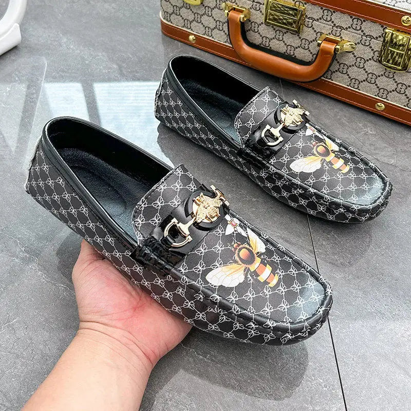 Visco Fashion Printed Men's Leather Loafers High Quality Luxury Men's Leather Moccasin Comfort Flat Men Driving Shoes Plus Size 48