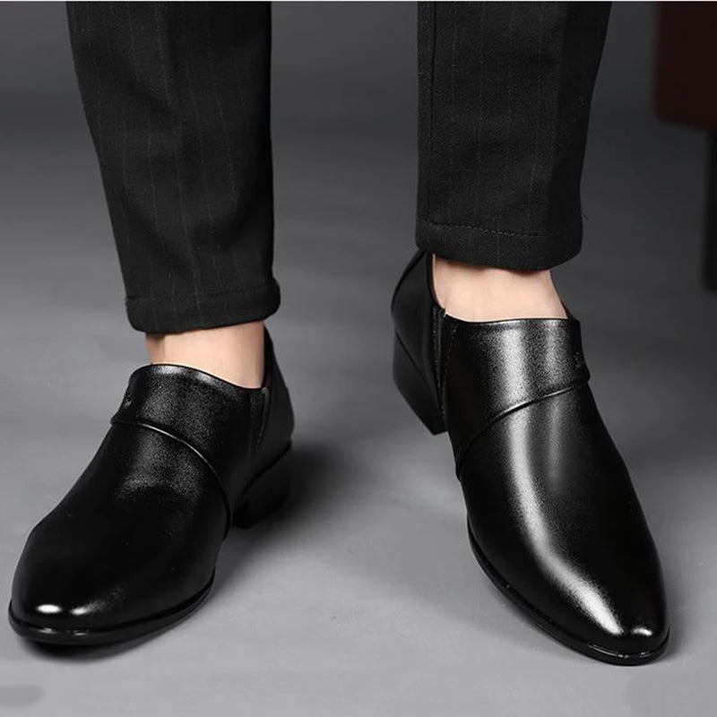 Visco Leather Shoes for Men Luxury Formal Dress Male Plus Size Party Wedding Office Work Slip Business Casual Oxfords Loafers Former