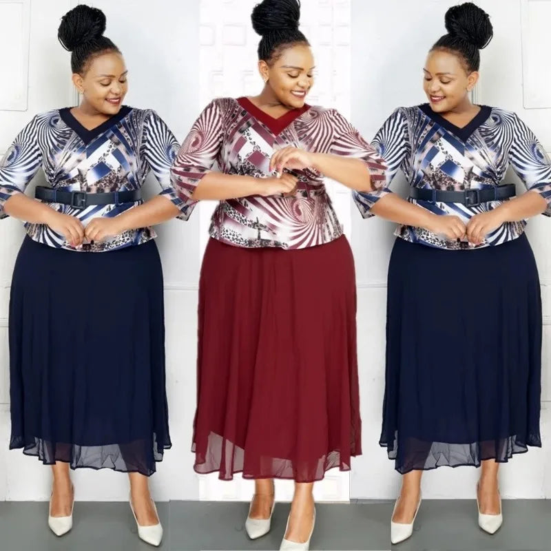 Momsey New American Wedding Party Plus Size Dresses for Women Dashiki Ankara Evening Gown Elegant Turkey Outfit Robe Africa Clothes