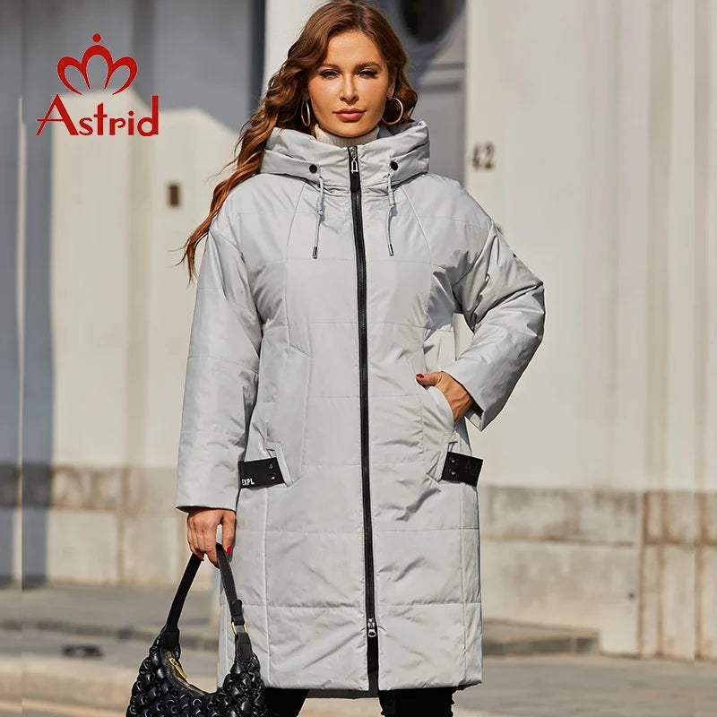 Babs 2024 Spring Women Parkas Plus Size Long Loose Padded Down Coats Hooded Women's Jacket Fashion Outerwear Quilted AM-7561