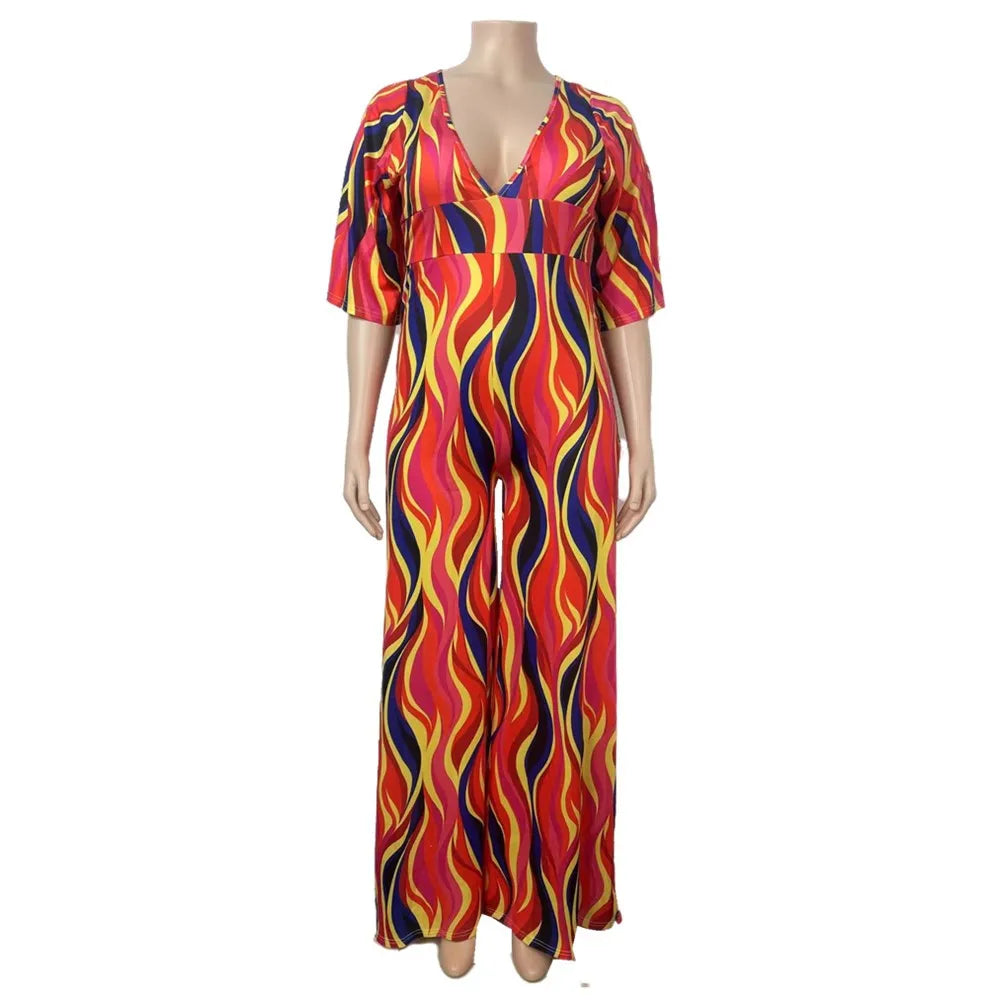 Maxy Plus Size Jumpsuit Women Clothing Casual Tank Slip Wide Leg One Piece Outfit Summer Fashion Romper