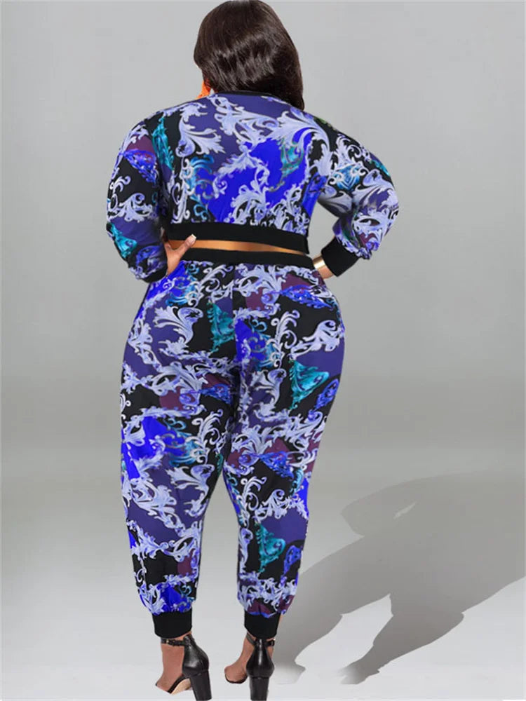 Maxy Plus Size Two Piece Set Women Clothing Long Sleeve Tops and Pants Sets Leggings Matching Set